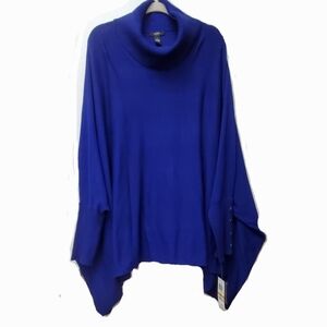 Alfani Royal Blue Alf French Plum Drop Shoulders Boxy Knit  Cowl Sweater Size 3X